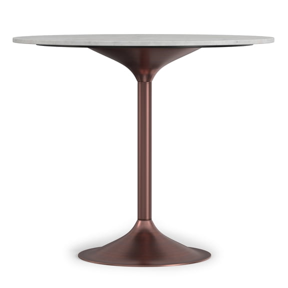 Simpli Home Osborne 36 inch Wide Genuine Marble and Iron Contemporary Dining Table in White/Antique Copper