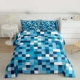 thumbnail image 3 of Manfei Geometric Artistic Pixel Full Size Comforter Sets,Abstract Geometric Buffalo Bedding Comforter Set,White Blue Checkered Bedding Sets For Girl Boys,Breathable Home Decor Reversible,3 Pieces, 3 of 9