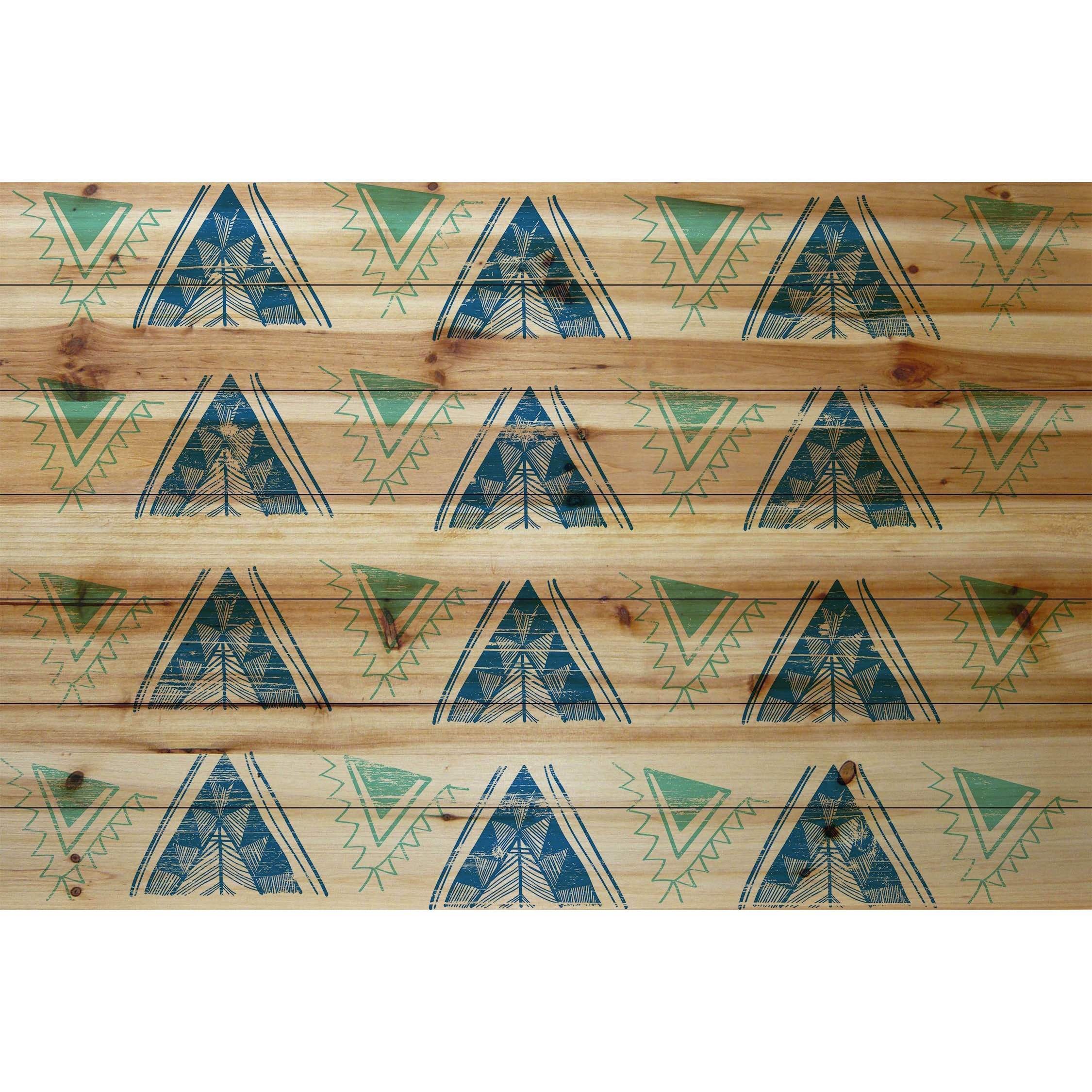 Marmont Hill - "Decorative Teepees" Painting Print on Natural Pine Wood