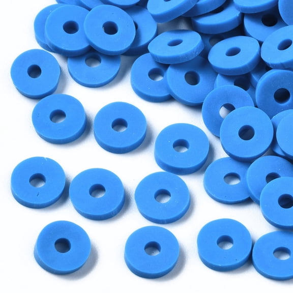 Handmade Polymer Clay Beads for DIY Jewelry Crafts Supplies Disc/Flat Round Heishi Beads Blue 6x1mm Hole: 2mm about 1175pcs/50g