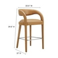 thumbnail image 4 of Modway Pinnacle Vegan Leather Bar Stool Set of Two in Tan Silver, 4 of 10