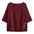thumbnail image 5 of Cilsoka Cotton Linen T-Shirt for Women Versatile Short Sleeve Crew Neck Shirts with Side Button Down Casual Loose Fit Tops, 5 of 6