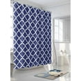 thumbnail image 3 of Fsddascl Navy Blue Morocco Shower Curtain Set - Long 72" x 84" Bathtub Curtain with 12 Hooks, Modern Farmhouse Geometric Textured Waterproof Fabric Stall Shower Curtains for Bathroom/Bathtub, 3 of 6