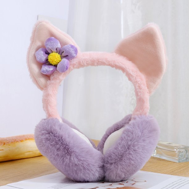 Orejeras de felpa plegables para mujer de invierno con forro de lana, orejeras frías y cálidas para estudiantes, anticongelantes y que calientan los oídos.