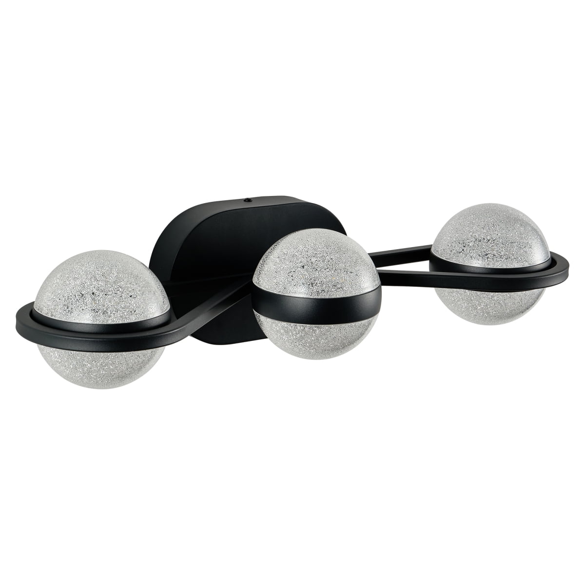 Bathroom Vanity Light, LED 3 Bulb Crystal Sand Acrylic Shades, Wall Mounted Decorative Lighting Fixture, Suitable for Bathroom Vanity Mirror (Black)