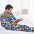 thumbnail image 4 of Mens Pajamas Set, coconut tree SUV Button Down Long Sleeve Loungewear Sleepwear Pjs sets for Men, 4 of 5