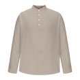 thumbnail image 3 of Paiwinds Men's Striped Base Shirt, Semi-Open Stand Collar Button Front with Nylon-Spandex Blend, Loose Fit for Casual & Outdoor Wear, Hand Wash, 3 of 5