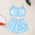thumbnail image 2 of SJLDQY Womens Halloween Silk Pajama Sets Cami Top Shorts 2 Piece Pj Sets for Women Hallowmas Skeleton Graphic Sleepwear Soft Loungewear, 2 of 5