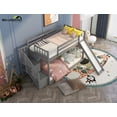 thumbnail image 5 of Bellemave Twin Over Twin Low Bunk Bed with Slide 2 Bunk Bed with Stairs Wooden Bed Frame with Storage and Guardrail, No Box Spring Needed, Gray, 5 of 10