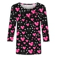thumbnail image 4 of gakvbuo Valentine Day Shirt for Women Trendy 3/4 Sleeve Tunic Tops Cute Graphic Tees Round Neck Casual Funny Shirts Tops Blouse, 4 of 5