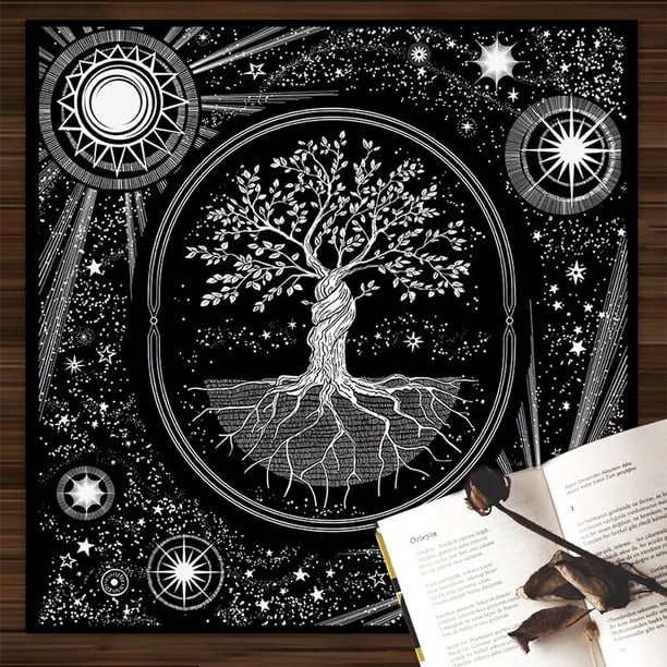 Mantel de Tarot de gato negro, adorno para el hogar, brujería solar, arreglo pagano, astrología, Alfombra de oráculo, regalo para habitación, 85x85 qym unisex