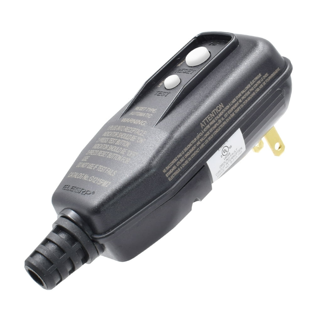 ELEGRP GFCI Plug, 15 Amp Manual Reset, 2 Prong, Non-Grounding, UL
