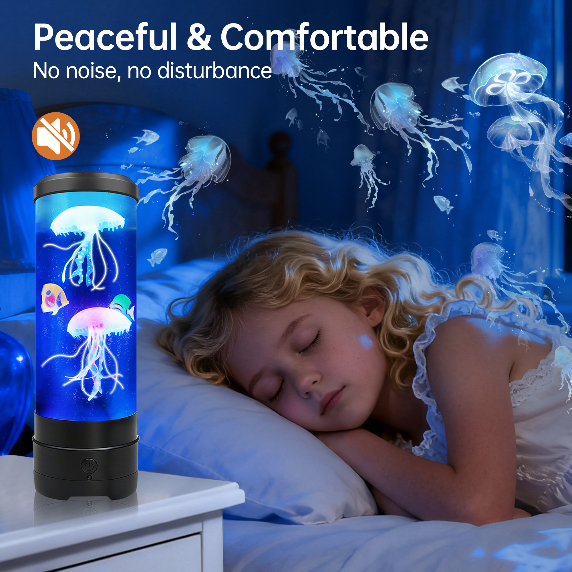 BravSco Jellyfish Lamp with Bluetooth Speaker, 17 Colors Changing & 4 Lighting Modes Jelly Fish Light Lamp, USB Powered Jellyfish Decor Light
