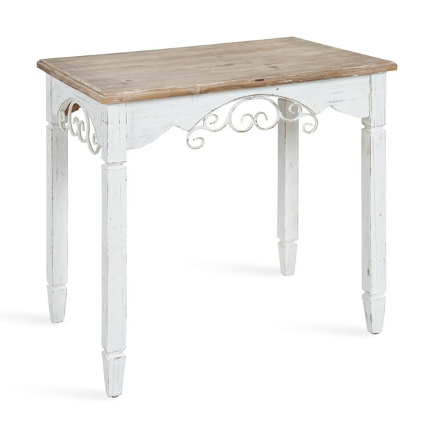 Kate and Laurel Kimberlyn Vintage Farmhouse Wood End Table, White and