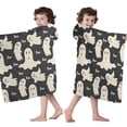 thumbnail image 4 of Halloween Ghost Boo Pattern Hooded Bath Towel，50"x30" for Ages 3 To 12 Kids, Quick Dry Lightweight Soft Microfiber Hood Beach Towel Cover Up for Kids, 4 of 7