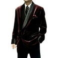 thumbnail image 2 of Men's Double Breasted Smoking Jackets Dinner Party Wear Smoking Jacket Burgundy Velvet Smoking Jackets&nbsp;, 2 of 5