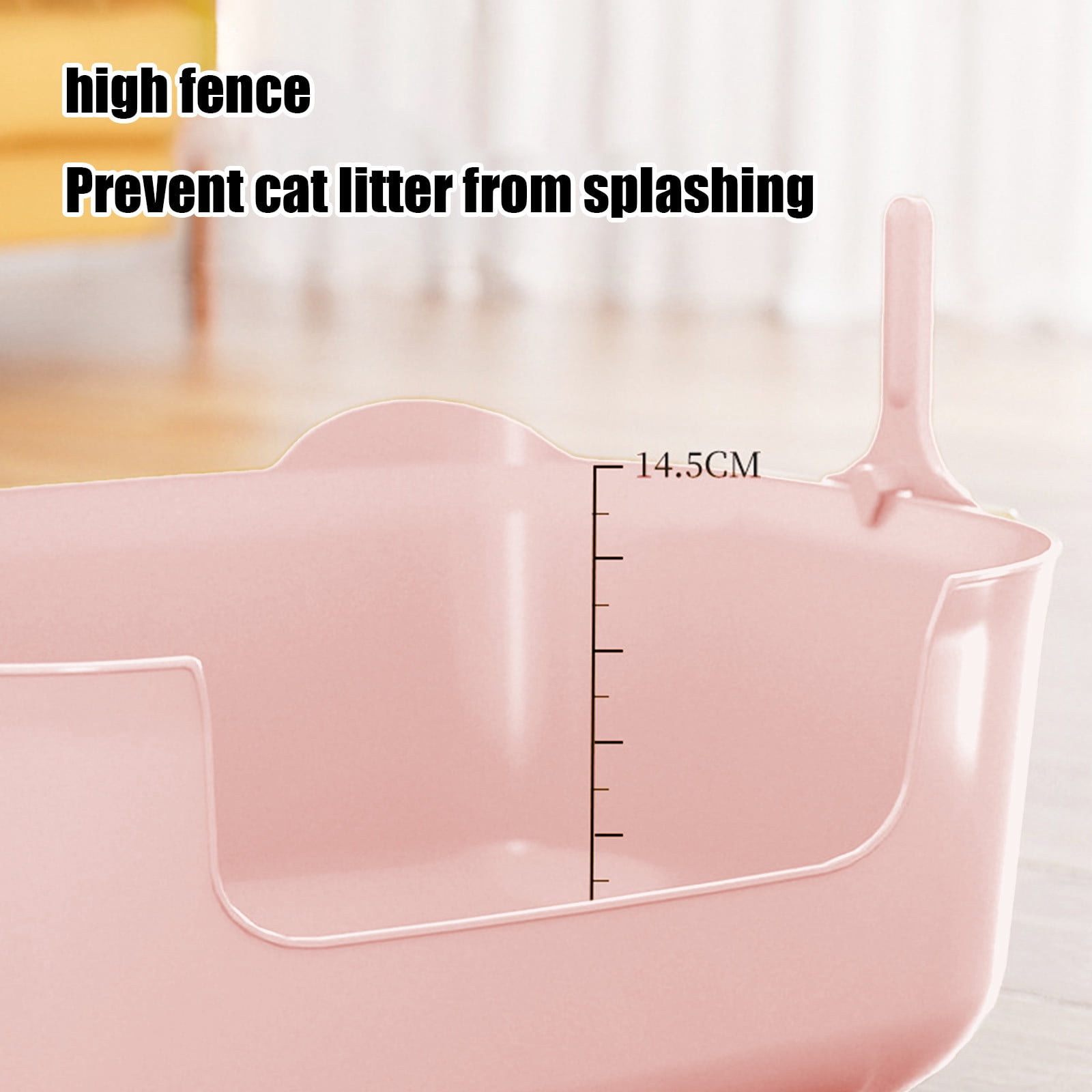 Large Cat Litter Box with High Sides, Open Kitty Litter Boxes Anti-Splashing for Indoor Cat Low Entry Cat Litter Pan for Small and Elderly Cats, Tool-Free Assembly
