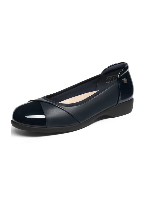 Women's Low Wedge Comfort Flats Professional Slip-On Walking Shoes with Arch Support Flexible Non-Slip Work Shoes