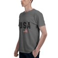 thumbnail image 4 of Usa Flag Fashion Men'S Basic Short Sleeve T-Shirt Deep Heather Large, 4 of 5