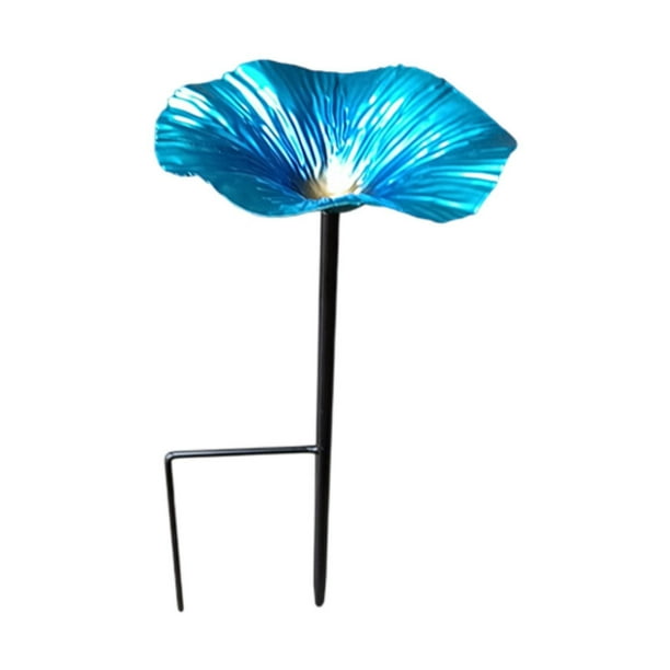 Adorno de baño de pájaros de metal para jardín, baños de pájaros para exteriores, regalos para césped y patio Azul