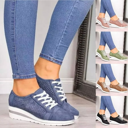 

Womens Running Shoes Athletic Casual Walking Platform Sneakers Sports Lace-up Shoes 36