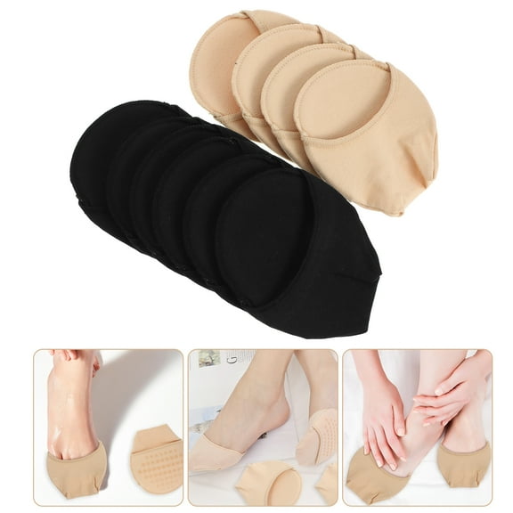 5 Pairs Toe Topper Socks Cotton Toe Liner Socks Non- Invisible Shallow Mouth Socks for Lady Summer ( Black Skin )