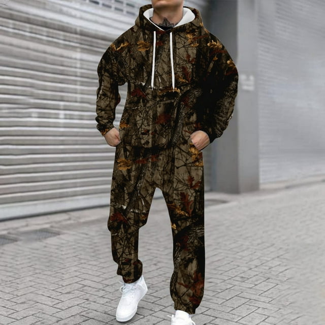 AVYERVO Mens Sweatsuit Workout Mens Track Suits 2 Piece Set Casual Sweatshirt and Sweatpants Set Fall Outfits with Pockets, Brown XL