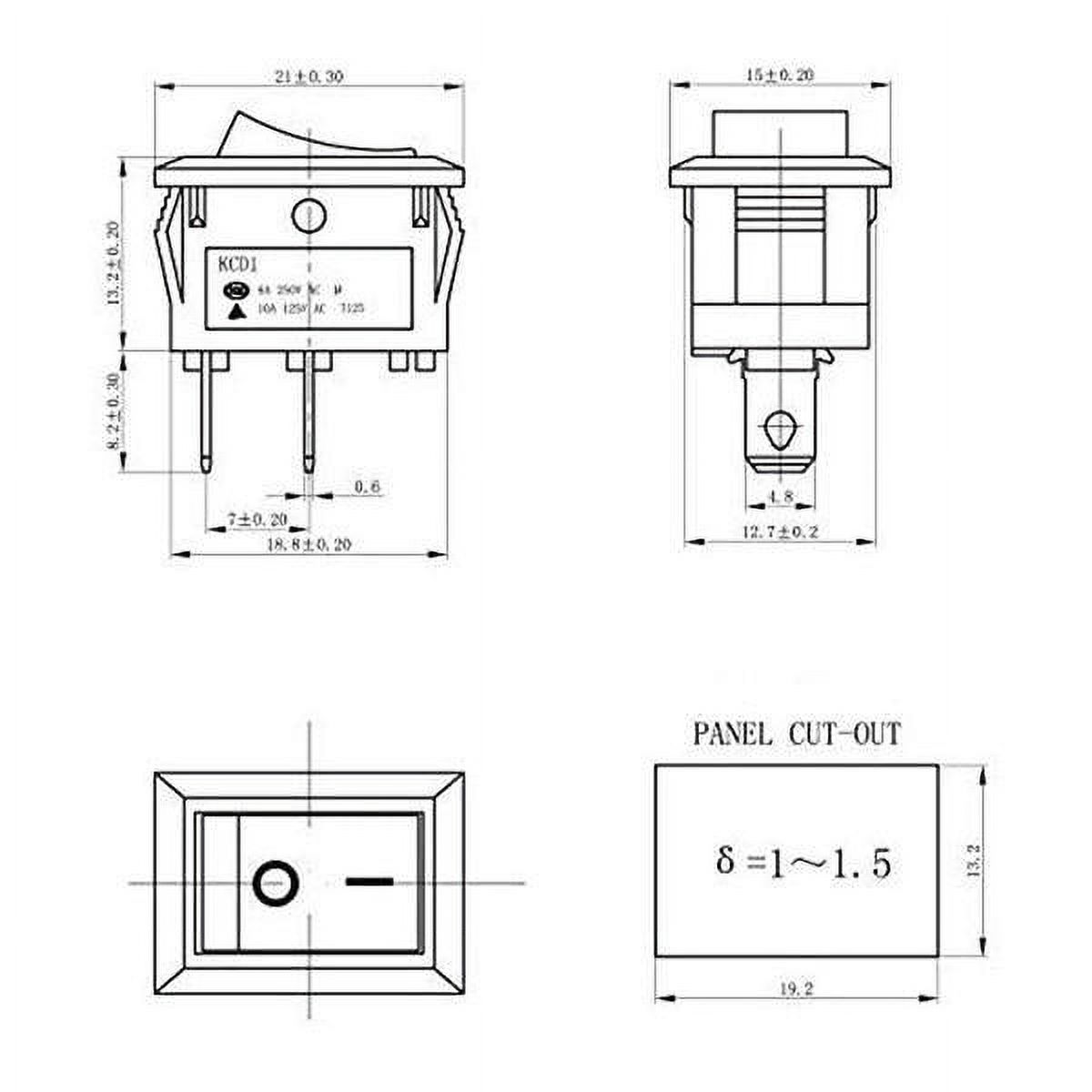 Interrupteur À Bascule KCD1 B3 Interrupteur Dalimentation 2 Pieds 2  Fichiers 6A250V 10A125VAC 21 * 15mm Du 10,3 €