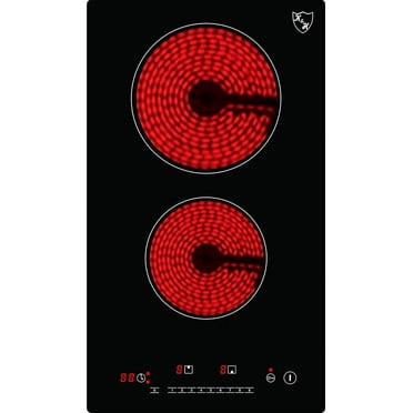K&H German Designed 2 Burner Dual 12 Inch Built-in Electric Stove Top Radiant Ceramic Kitchen Cooktop Sensor Touch Control 240V 3000W CERV-3002