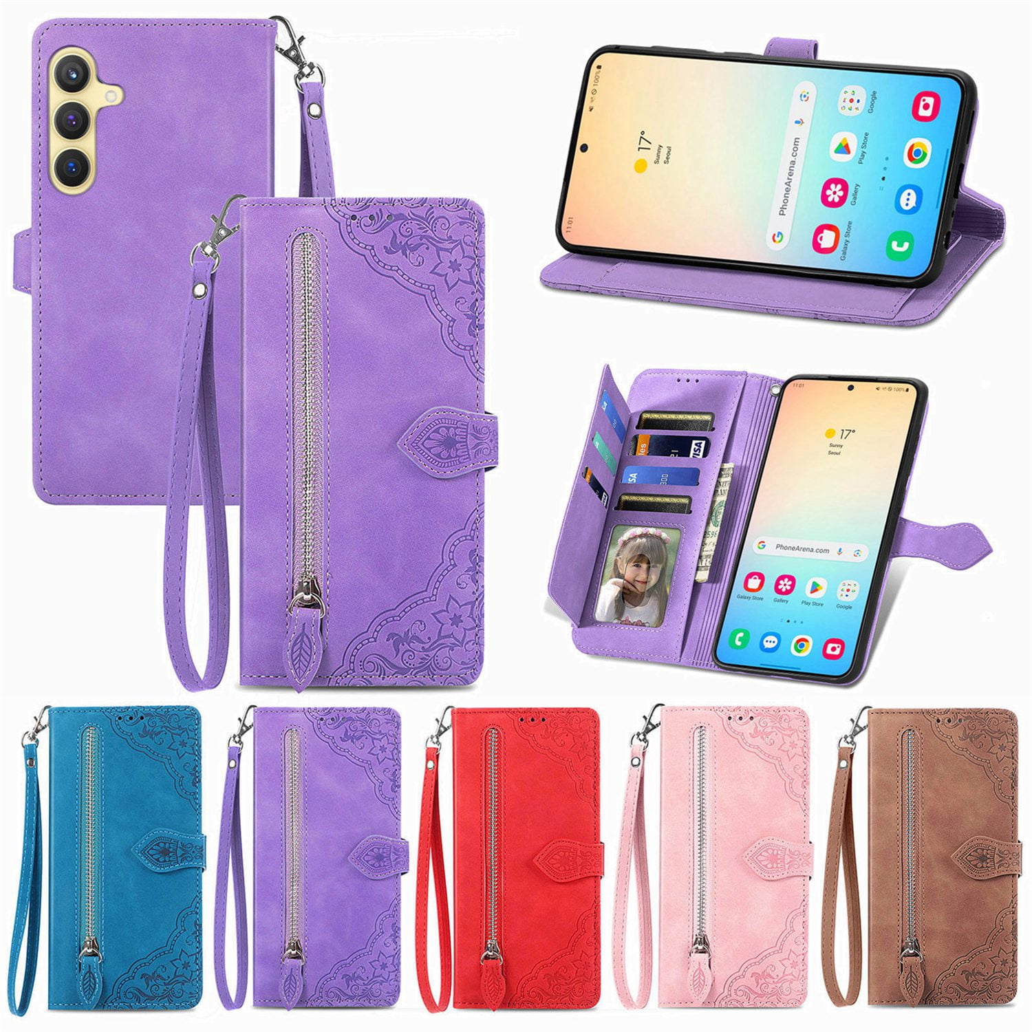 Wallet Multi Card Slot Flip Zipper Leather Case For Samsung Galaxy A55 A35 A25 A15 A05 A05S A14 A24 A34 A54 Phone case