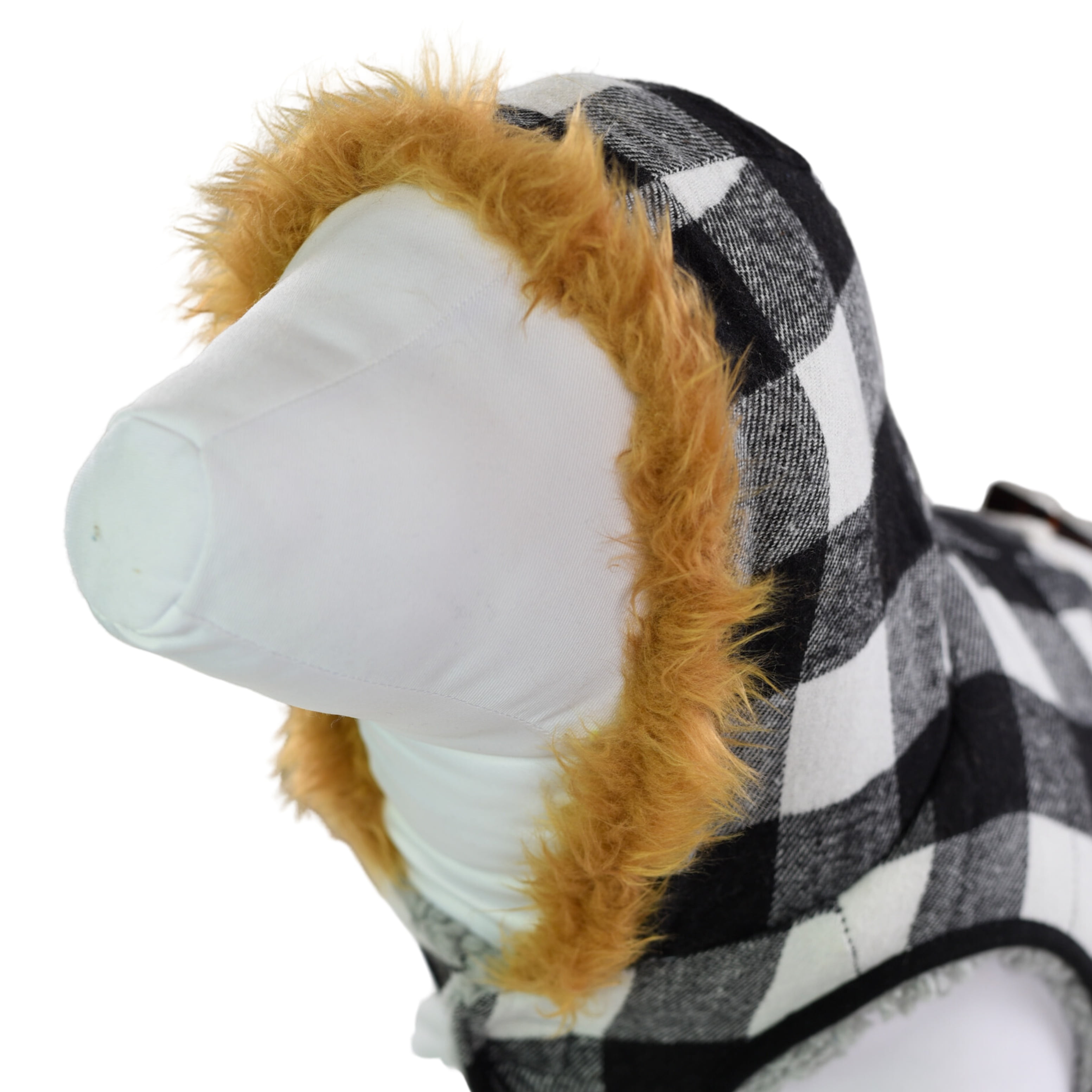 Vibrant Life Dog Clothes: Black & White Buffalo Plaid Peacoat, XL