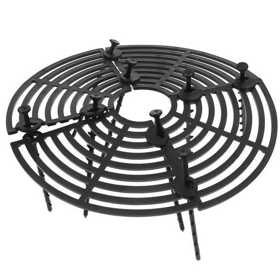 OUNONA 4-Pack Plant Pot Grid Covers with Stakes for Indoor & Outdoor Plants, Soil and Pet Digging Prevention, Black Mesh Design