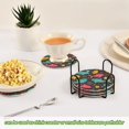 thumbnail image 6 of Haosy Set of 6 Drink Woven Coaster with Holder Heat Resistant Non-Slip Bar Coasters 4 Inches Hand Drawn Whale Stars, 6 of 7