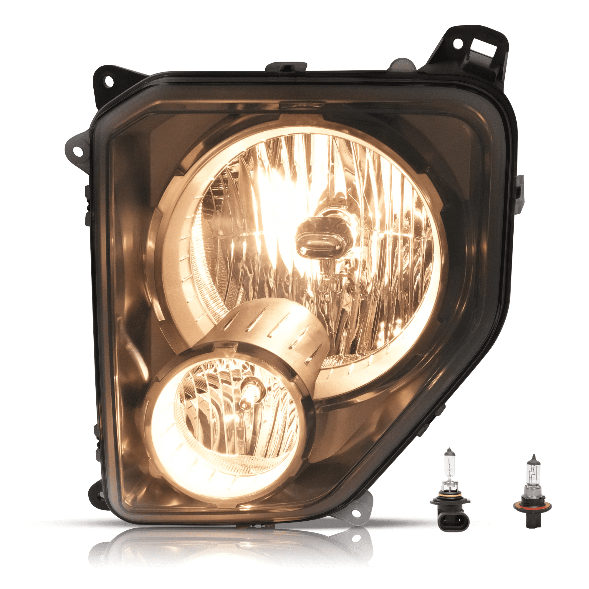 Kojem Left Headlight Assembly w/Fog Light for 2008-2012 Jeep Liberty Replacement for CH2502196 55157339AE Headlamp Fog Driving Lamp Driver Side