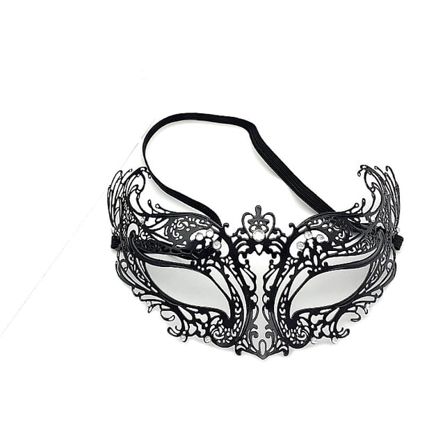 Mascara Venice para media cara con diamantes de imitación, cosplay de metal para fiestas