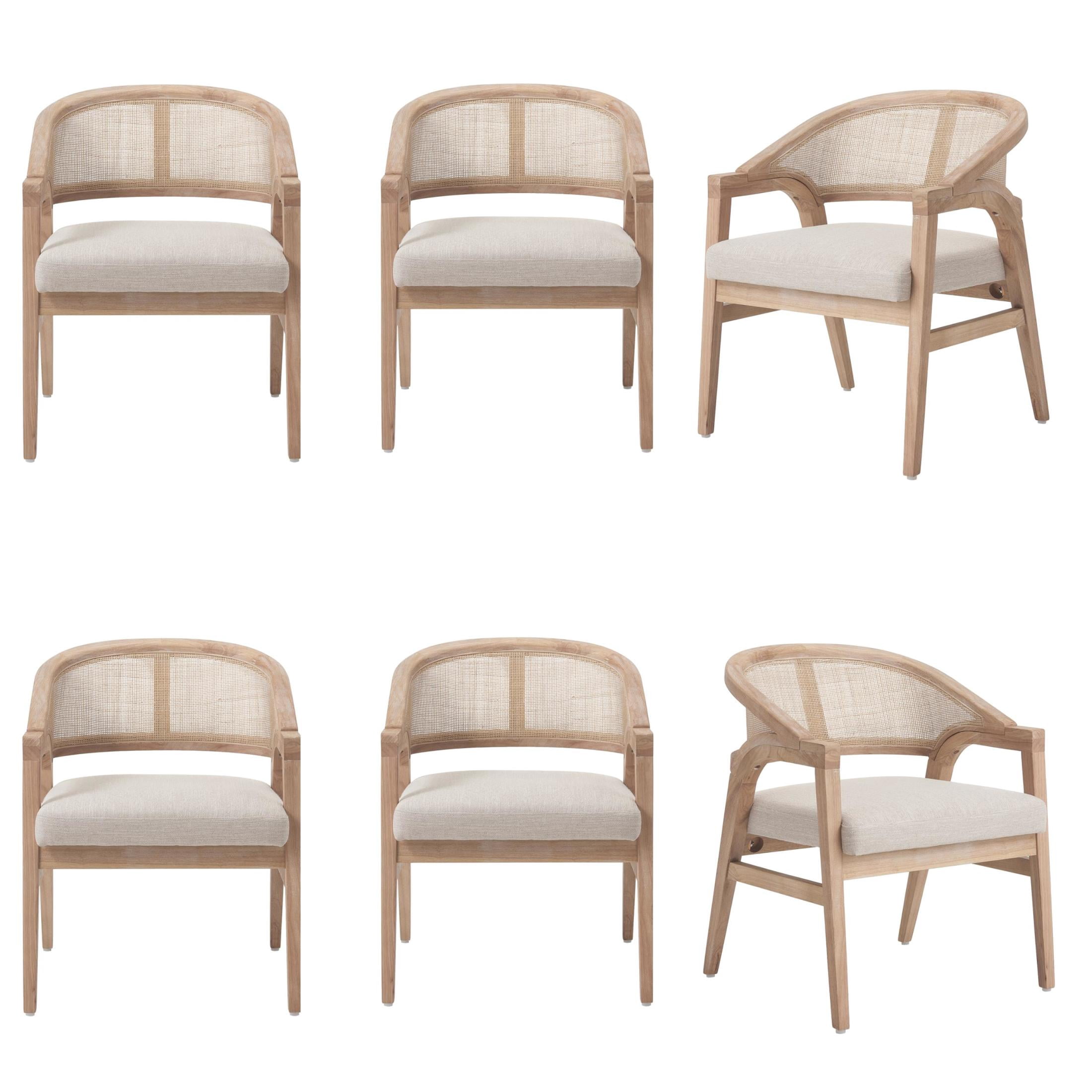 Christopher Knight Home Modern Dining Arm Chairs with Cane Back, Wood Frame, Natural, Set of 6