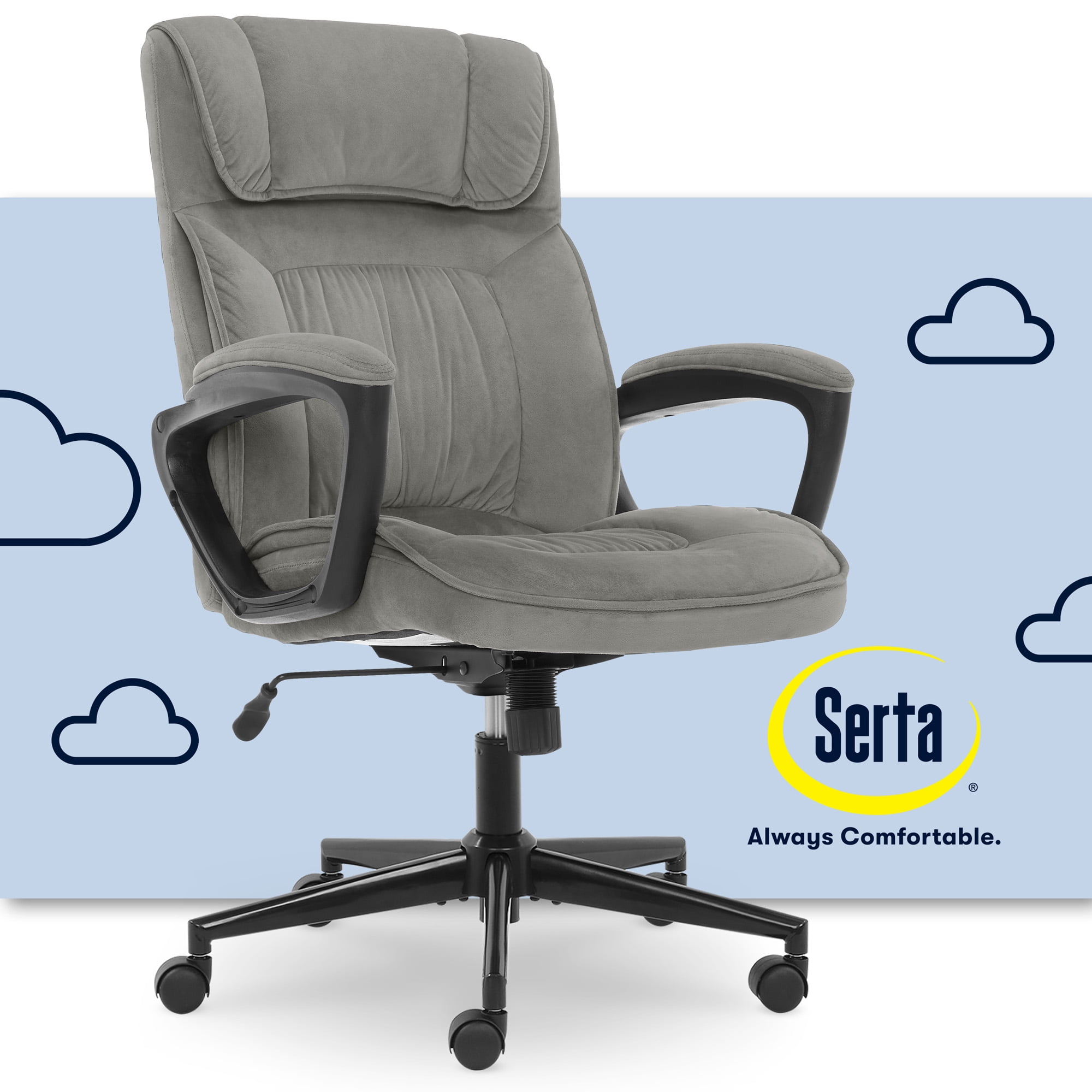 Serta Gray Mesh Fabric Big and Tall Manager Chair Computer Office Desk High Back 