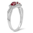 thumbnail image 2 of Dazzlingrock Collection 10K Round White Diamond & Oval & Round Ruby 3 Stone Engagement Ring, White Gold, Size 6.5, 2 of 4