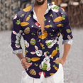 thumbnail image 2 of Mens Easter Shirts Fashion Digital 3D Printed Long Sleeve Lapel Button Down Mens Clothing,Dark Blue,2XL, 2 of 5