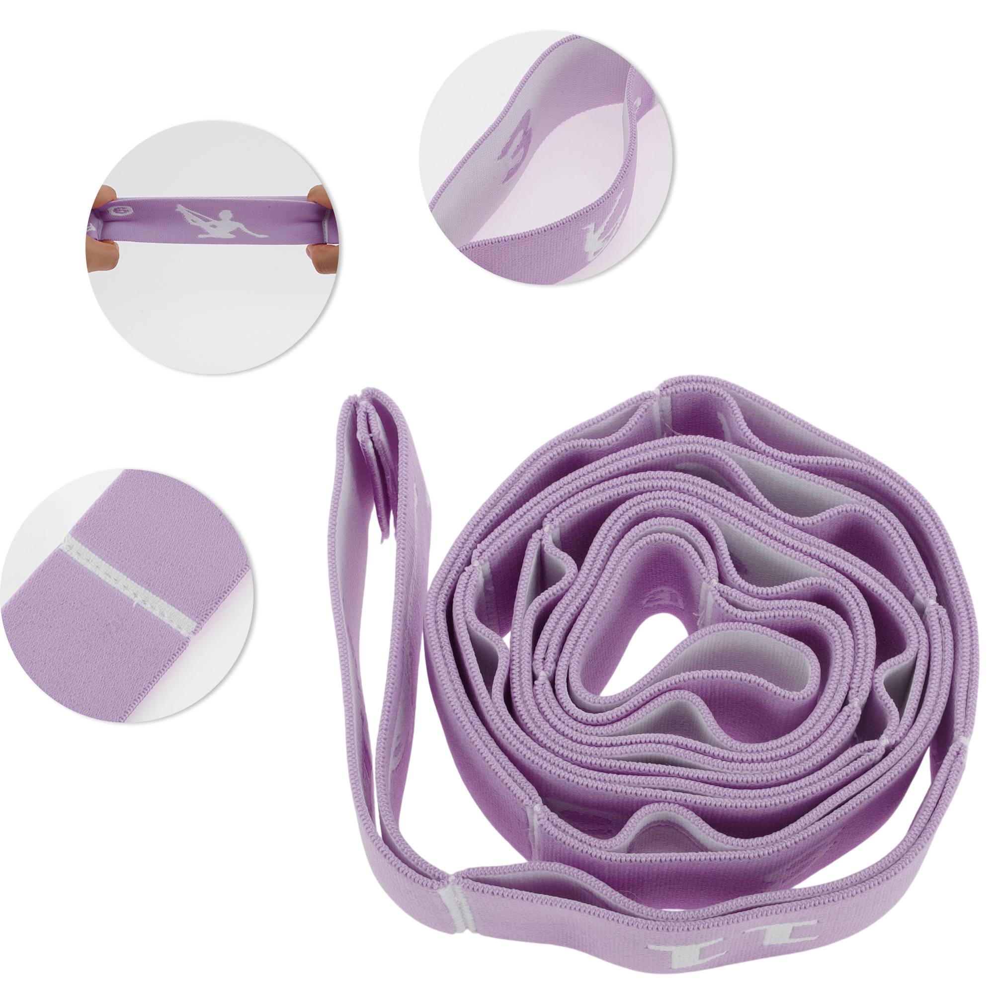 Unique Bargains Women 12 Grids Yoga Stretch Bands for Gym Stretching Exercise Purple