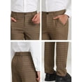 thumbnail image 6 of INSPIRE CHIC Men's Classic Plaid Dress Flat Front Checked Office Prom Trousers 36 Brown, 6 of 7