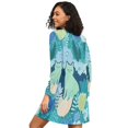 thumbnail image 2 of FORMRS Womens Long Sleeve Nightgowns Crew Neck Sleep Shirt Soft Pajamas Sizes S-3XL, Vibrant Cat Pattern, 2 of 8