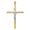 thumbnail image 1 of 14k Two Tone Gold Lord Jesus Christ Crucifix Holy Cross Necklace Charm Pendant Religious Inri, 1 of 8