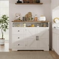 thumbnail image 3 of Veanerwood 2-Doors 3-Drawers Farmhouse Sideboard,Buffet Cabinet with Adjustable Shelves and Charging Station, White, 3 of 11
