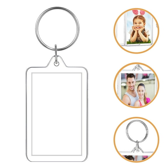 FRCOLOR Transparent Acrylic Picture Frame Keychain for Keys Creative Photo Insert Keychain with 6pcs Mini Size