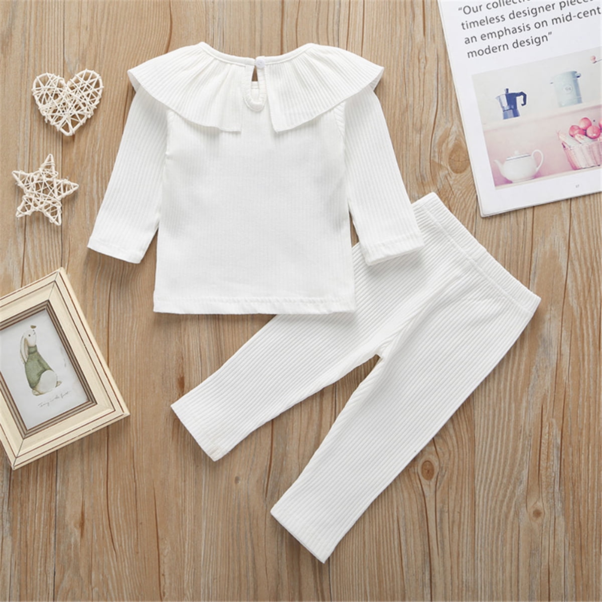 Hopiumy Hopiumy 2pcs Baby Girl Clothes Knitted Ruffle Tops T Shirt Pants Autumn Outfits Walmart Com Walmart Com