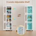thumbnail image 4 of BROVIEW 4-Tier Tall Narrow Storage Cabinet Organizer, Slim Bathroom Cabinets with Doors and Shelves Adjustable, Plastic Kitchen Pantry Organizers and Storages for Small Space, Laundry, White, 4 of 6