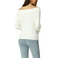 thumbnail image 3 of MODA NOVA Juniors Off Shoulder Ribbed Knit Casual Long Sleeve Solid Sweater Pullover Top, 3 of 6