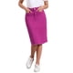 thumbnail image 1 of Faldas de mezclilla de cintura alta para mujer INSPIRE CHIC, con dobladillo sin terminar, a la altura de la rodilla, color púrpura ciruela, talla S, 1 of 6