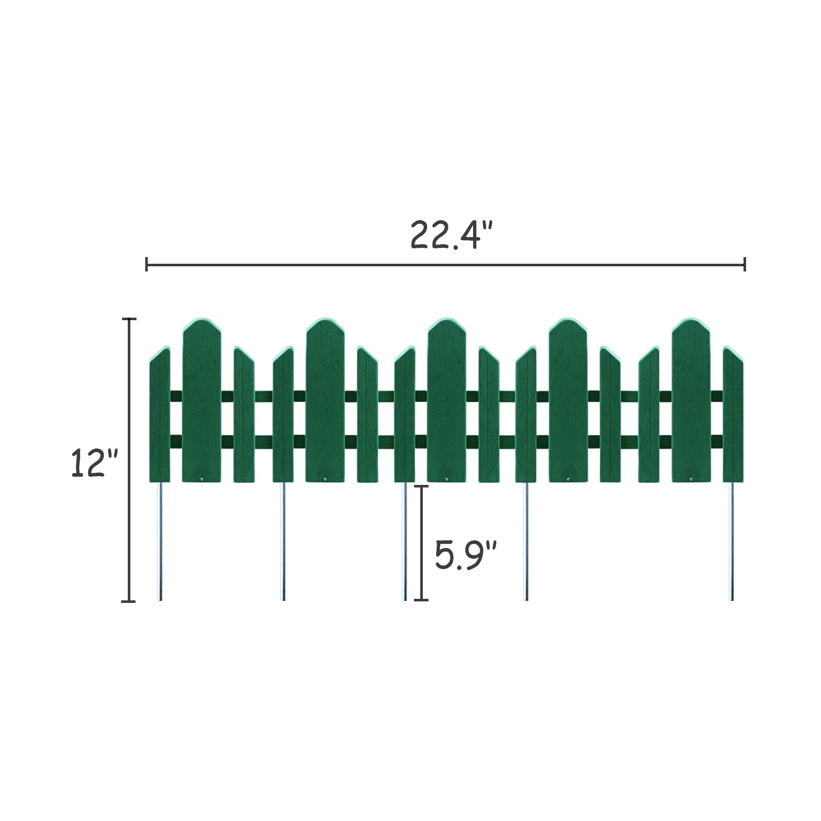 Bibana Garden Edging 12 Pack No Dig Border – Rust & Corrosion Resistant Recycled Plastic Flexible Fence for Lawn, Yard & Flower Beds, Dark Green